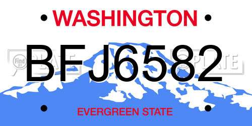 BFJ6582 Washington License Plate