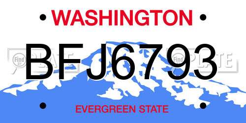BFJ6793 Washington License Plate