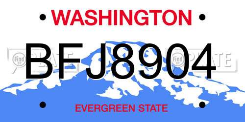 BFJ8904 Washington License Plate