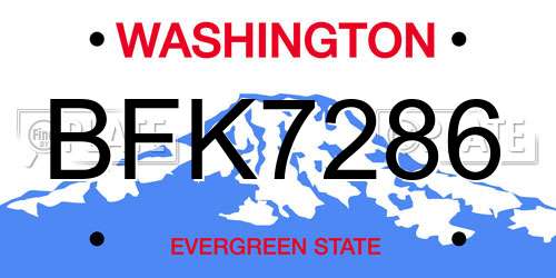 BFK7286 Washington License Plate