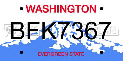 BFK7367 Washington License Plate