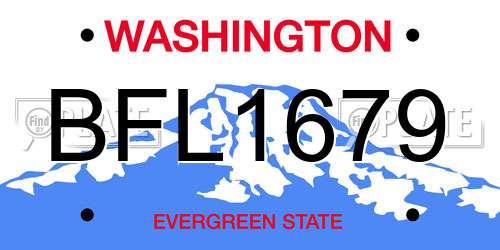 BFL1679 Washington License Plate