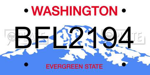 BFL2194 Washington License Plate