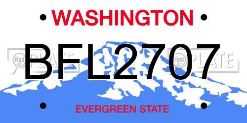 BFL2707 Washington License Plate