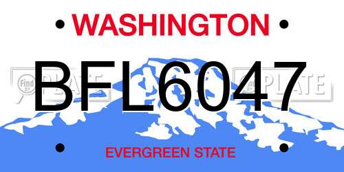 BFL6047 Washington License Plate