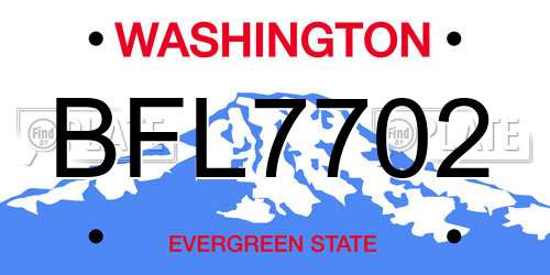 BFL7702 Washington License Plate