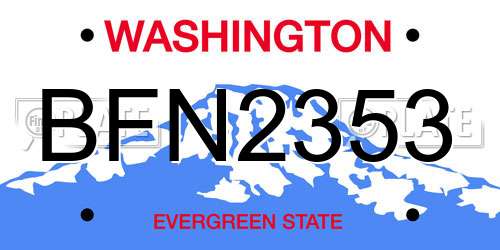 BFN2353 Washington License Plate