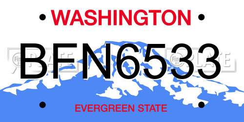 BFN6533 Washington License Plate