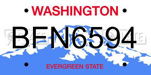 BFN6594 Washington License Plate