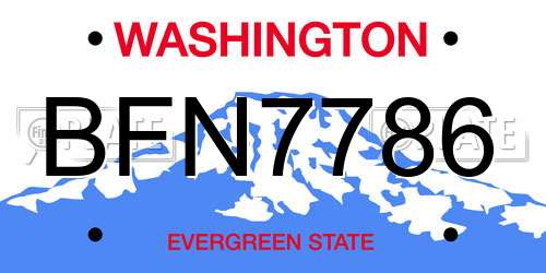 BFN7786 Washington License Plate