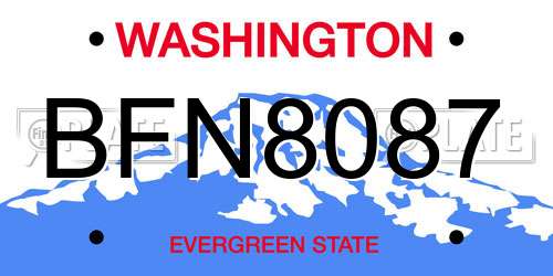 BFN8087 Washington License Plate