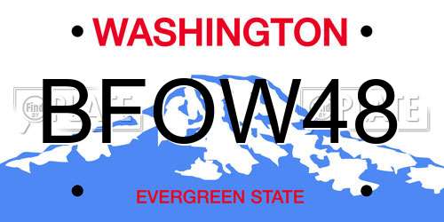 BFOW48 Washington License Plate