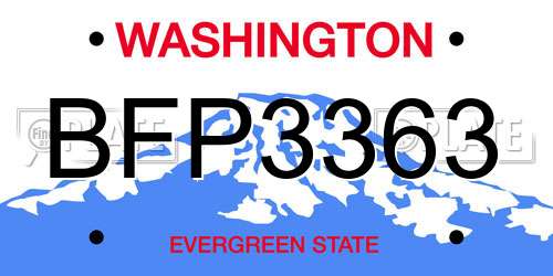 BFP3363 Washington License Plate