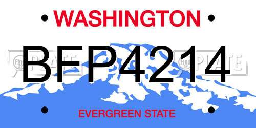 BFP4214 Washington License Plate