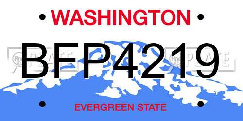 BFP4219 Washington License Plate