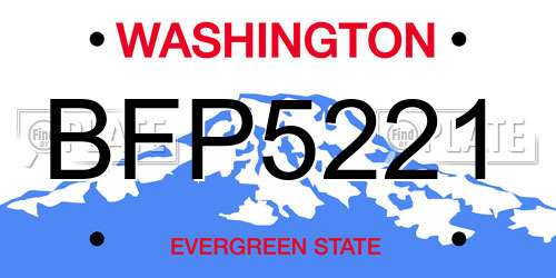 BFP5221 Washington License Plate