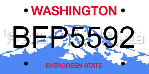 BFP5592 Washington License Plate