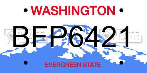 BFP6421 Washington License Plate