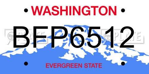 BFP6512 Washington License Plate