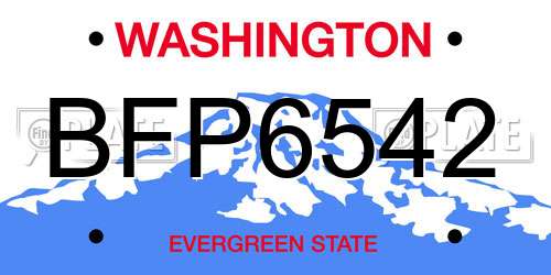 BFP6542 Washington License Plate