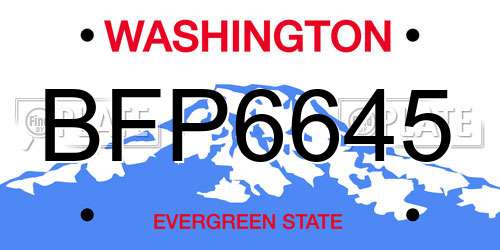 BFP6645 Washington License Plate