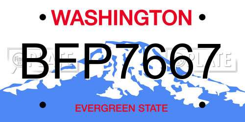 BFP7667 Washington License Plate