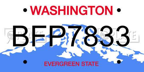 BFP7833 Washington License Plate