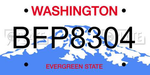 BFP8304 Washington License Plate