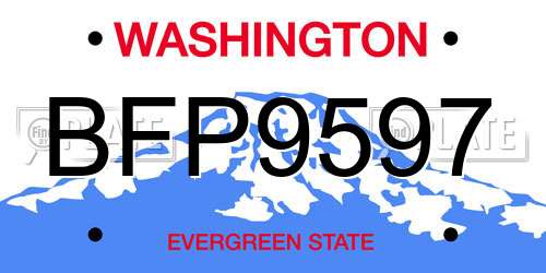 BFP9597 Washington License Plate