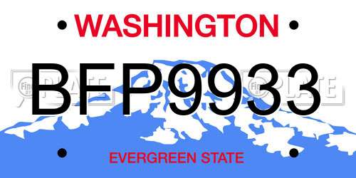 BFP9933 Washington License Plate