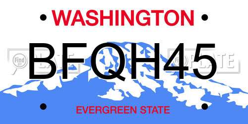 BFQH45 Washington License Plate