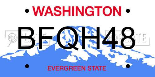 BFQH48 Washington License Plate