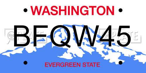 BFQW45 Washington License Plate