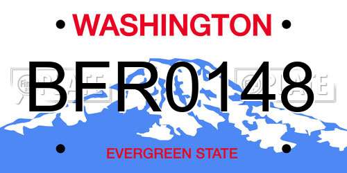 BFR0148 Washington License Plate