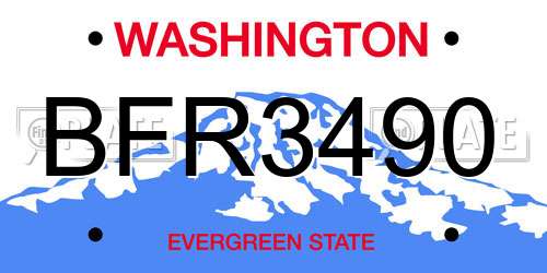 BFR3490 Washington License Plate