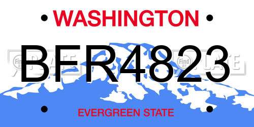 BFR4823 Washington License Plate
