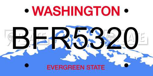BFR5320 Washington License Plate