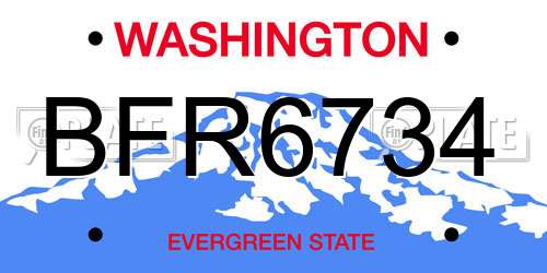 BFR6734 Washington License Plate