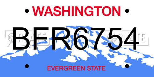 BFR6754 Washington License Plate