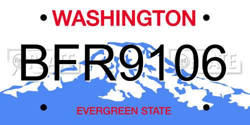 BFR9106 Washington License Plate