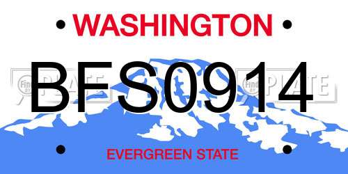 BFS0914 Washington License Plate