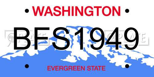 BFS1949 Washington License Plate