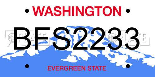 BFS2233 Washington License Plate