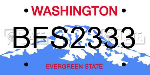 BFS2333 Washington License Plate