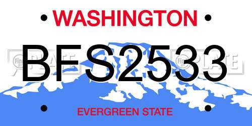 BFS2533 Washington License Plate