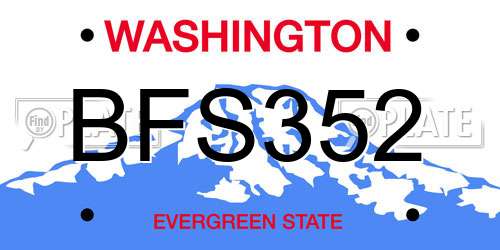 BFS352 Washington License Plate
