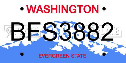 BFS3882 Washington License Plate