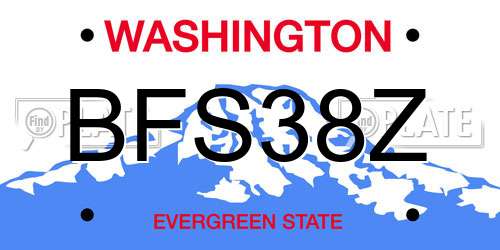 BFS38Z Washington License Plate