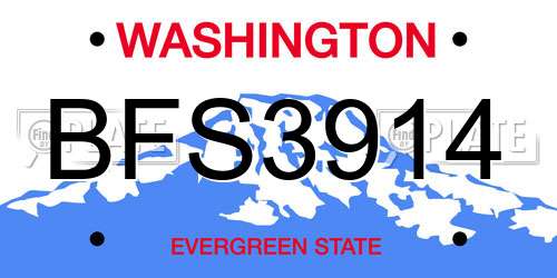 BFS3914 Washington License Plate