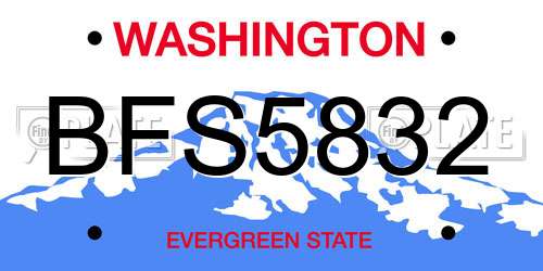 BFS5832 Washington License Plate